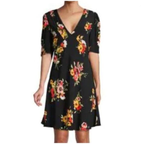 NWT Free People Neon Garden Mini Dress Black Floral Size 2 (Fits 4) - Picture 3 of 4